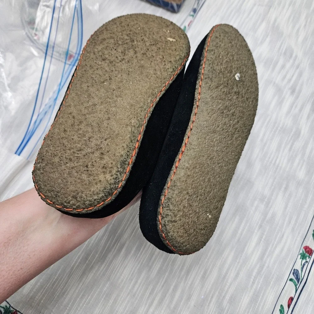 Sorel Lanner Ridge Mules‎ Black Suede Faux Fur Lined Clog Slippers kid's Size 4